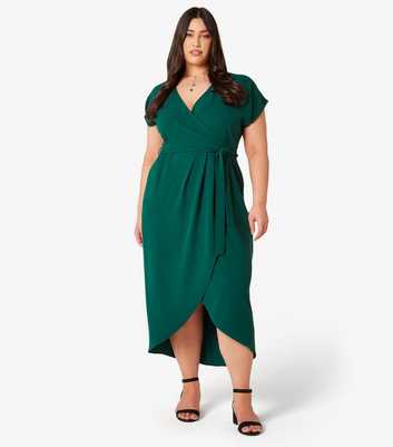 Apricot Curves Green Wrap Midi Dress