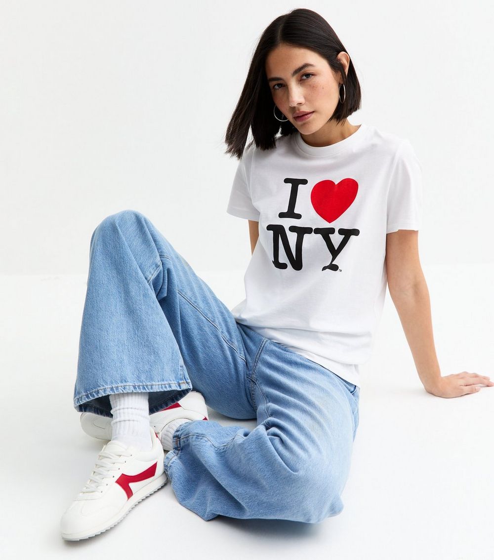 White Heart Print NY Slogan T