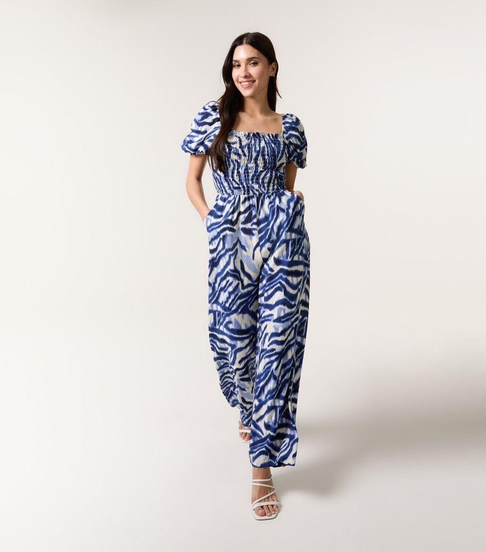 Blue Vanilla Blue Puff Sleeve Jumpsuit