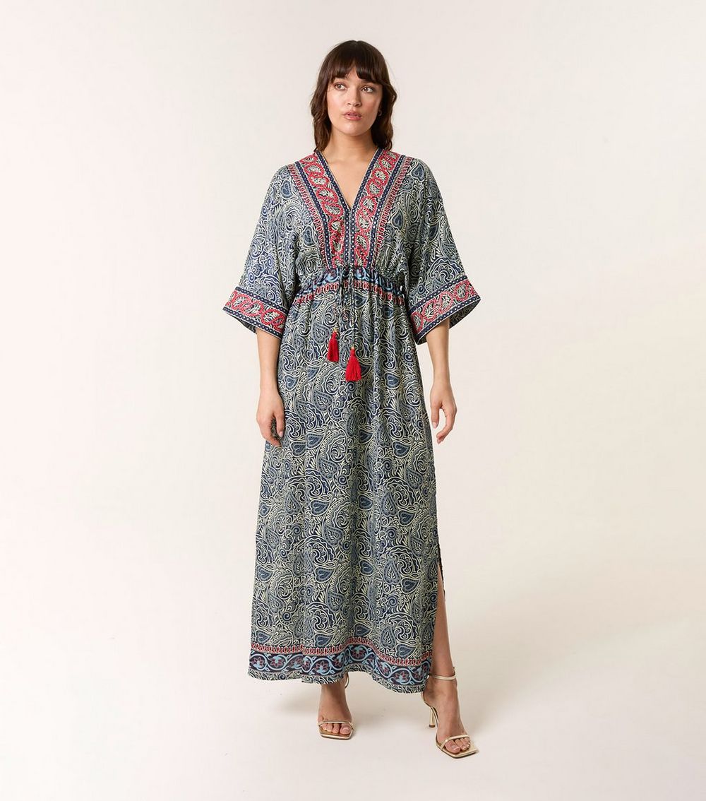 Blue Vanilla Navy Embellished Kimono Dress