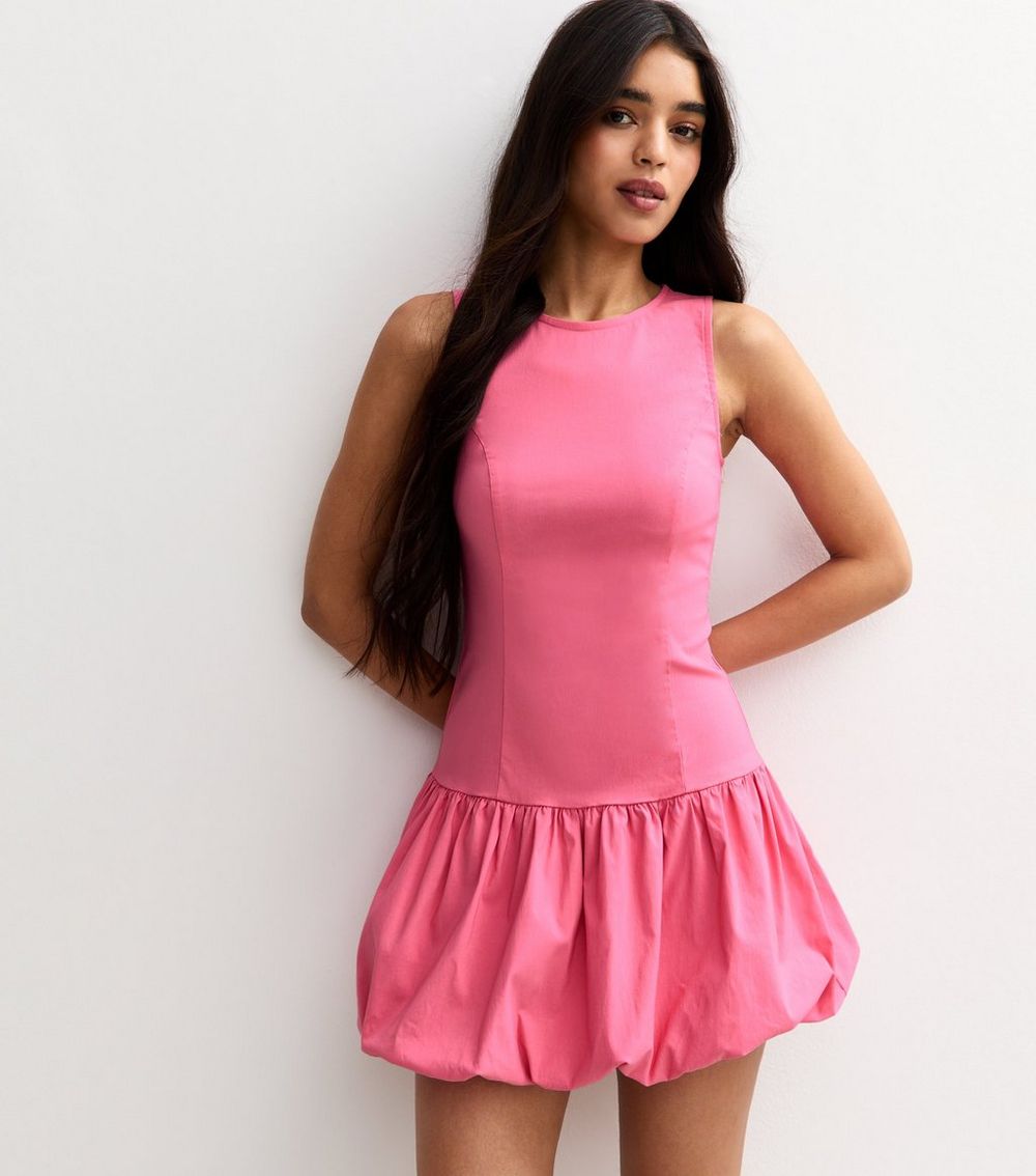Pink Sleeveless Puffball Micro Mini Dress