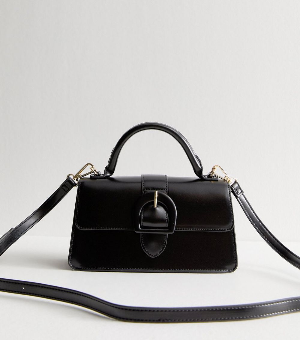 Black Faux Leather Crossbody Bag