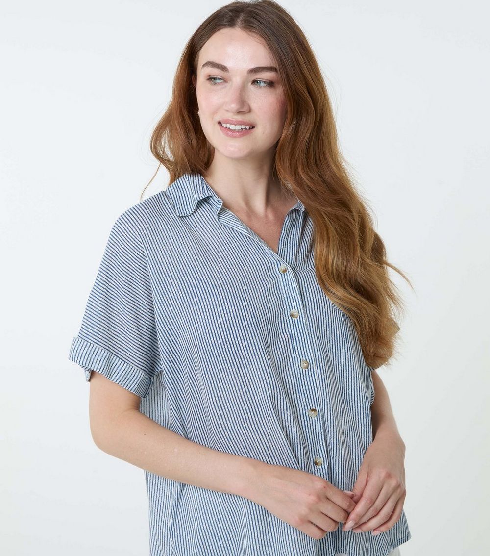 Blue Vanilla Navy Striped Button Up Shirt