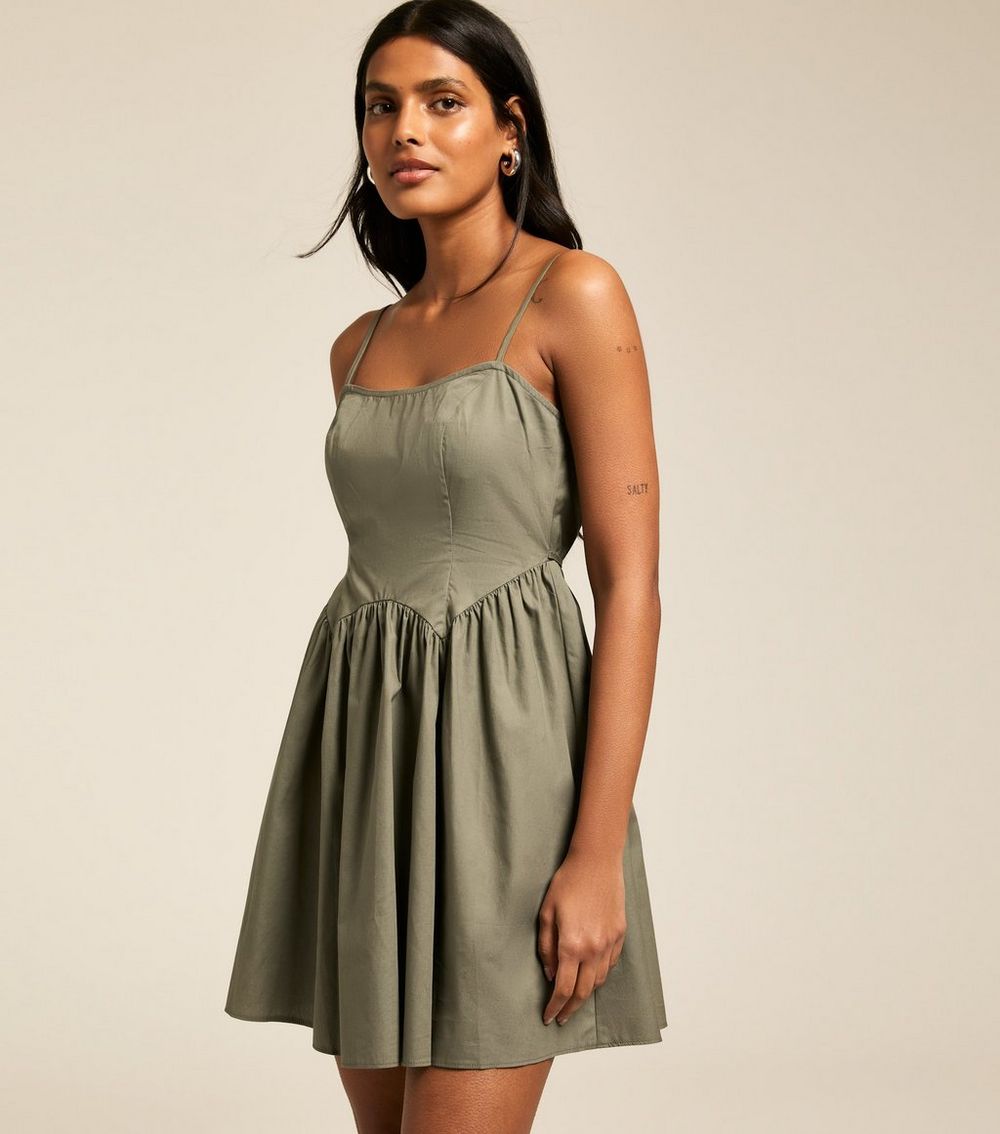 Khaki Strappy Mini Dress