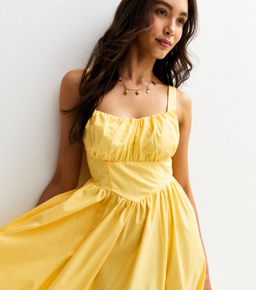 Light Yellow Corset Top Milkmaid Midi Dress