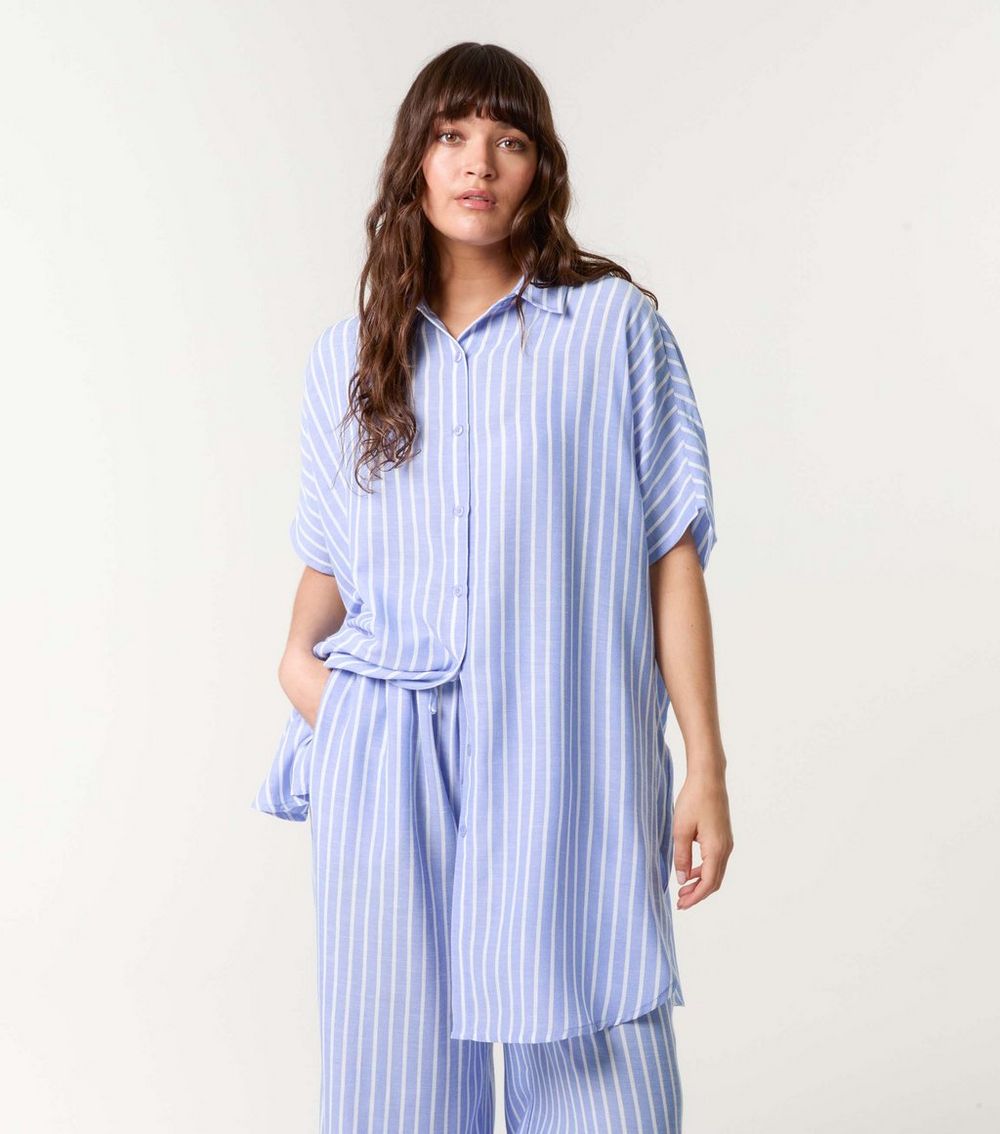 Blue Vanilla Blue Striped Oversized Shirt