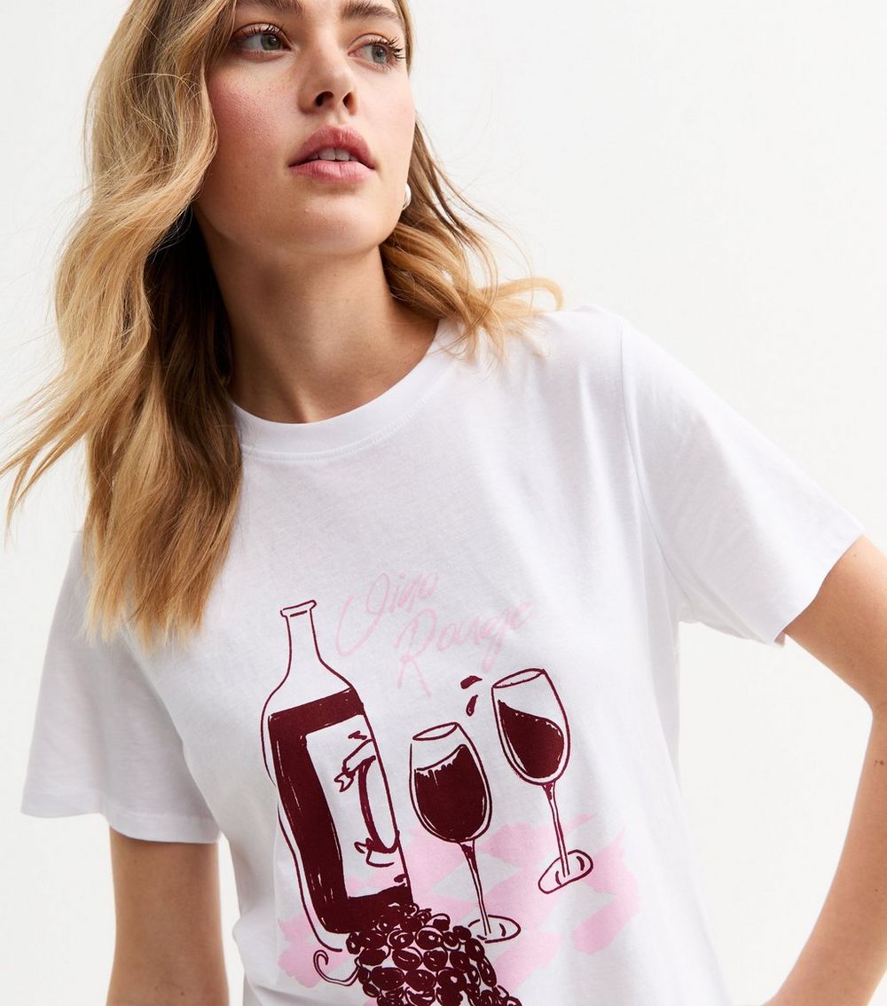 White Give Rouge Wine Print T