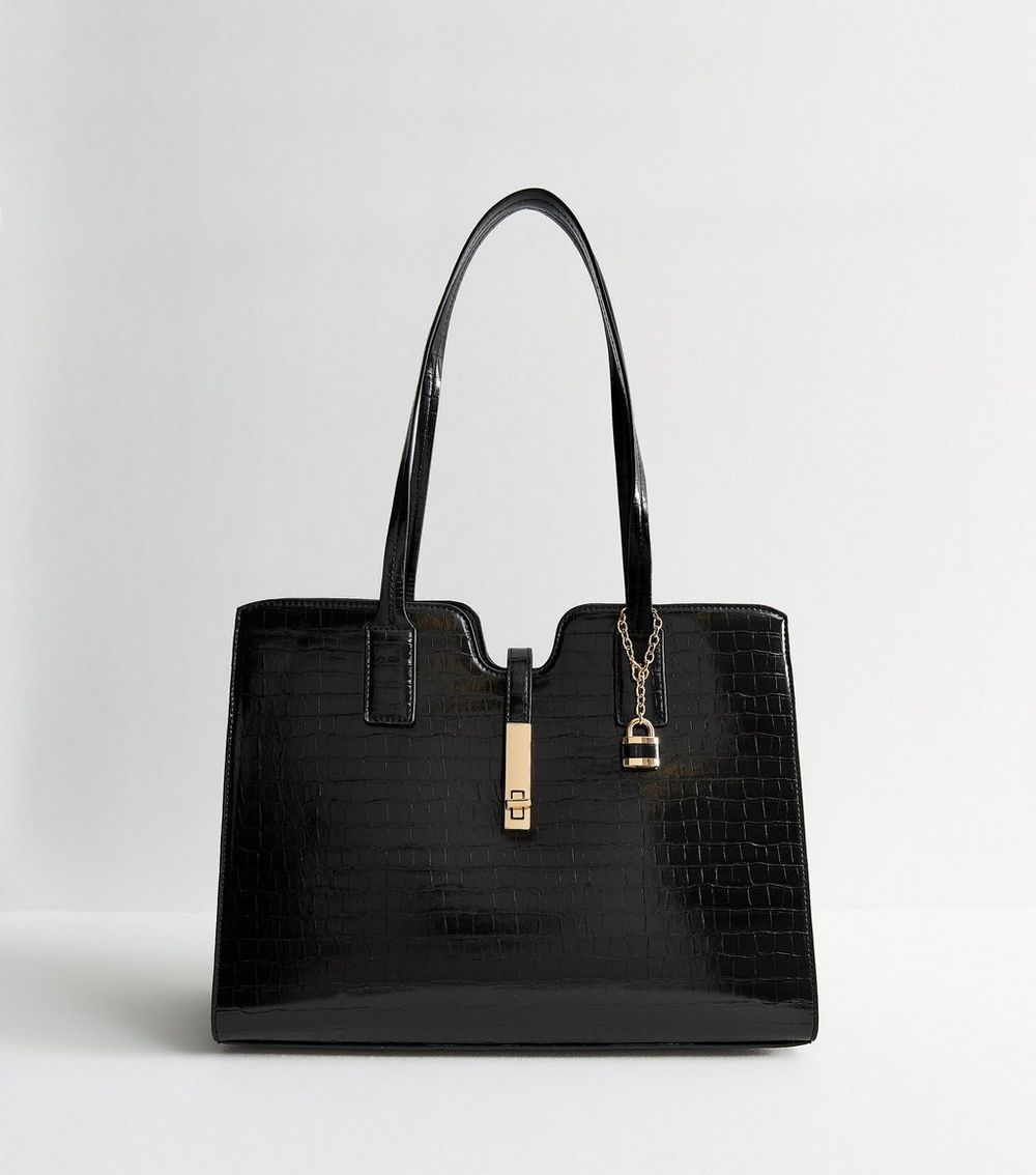 Black Croc Effect Leather