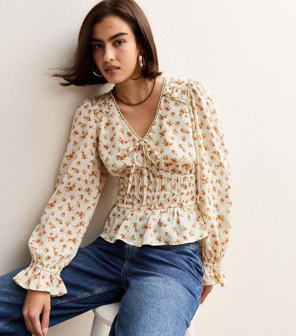 Cream Floral Print V