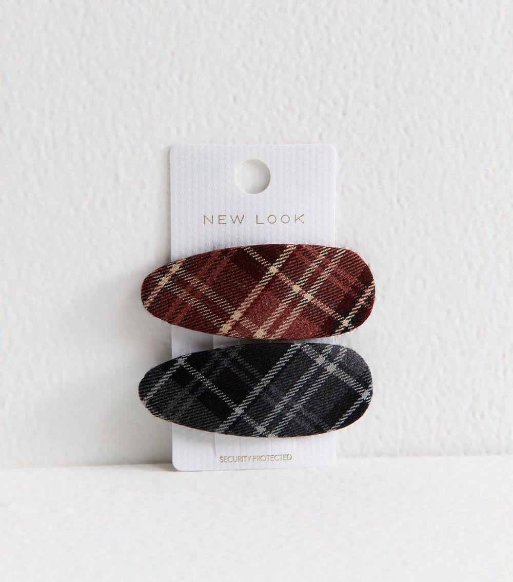 Pack Of 2 Multicoloured Checked Hair Slides