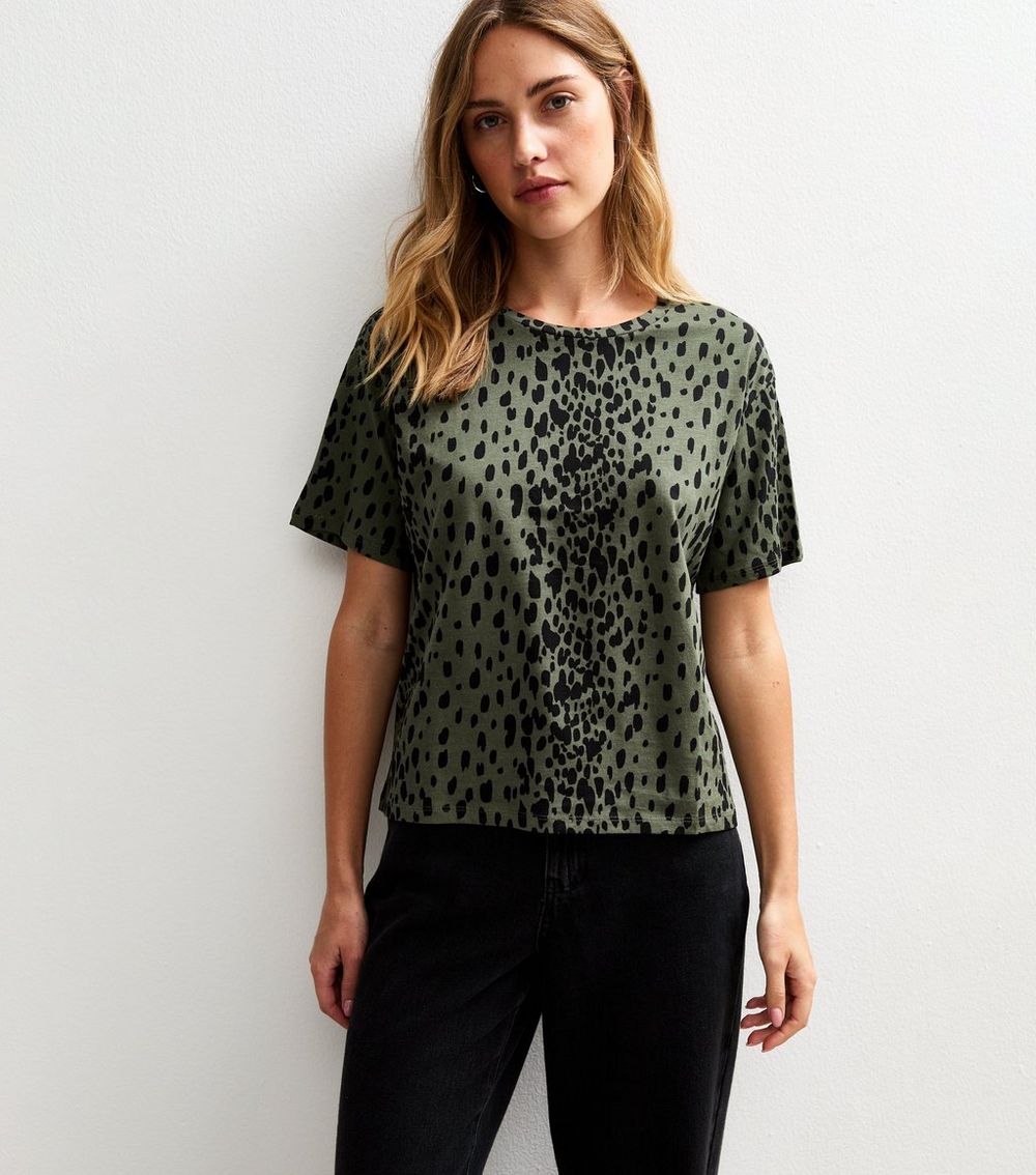 Green Abstract Print Short Sleeve T