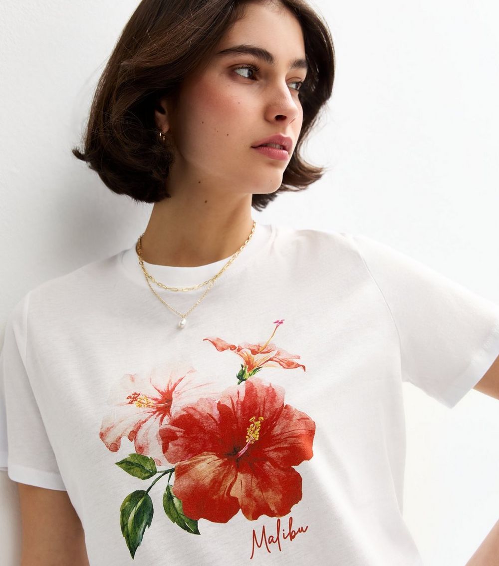 White Hibiscus Print T