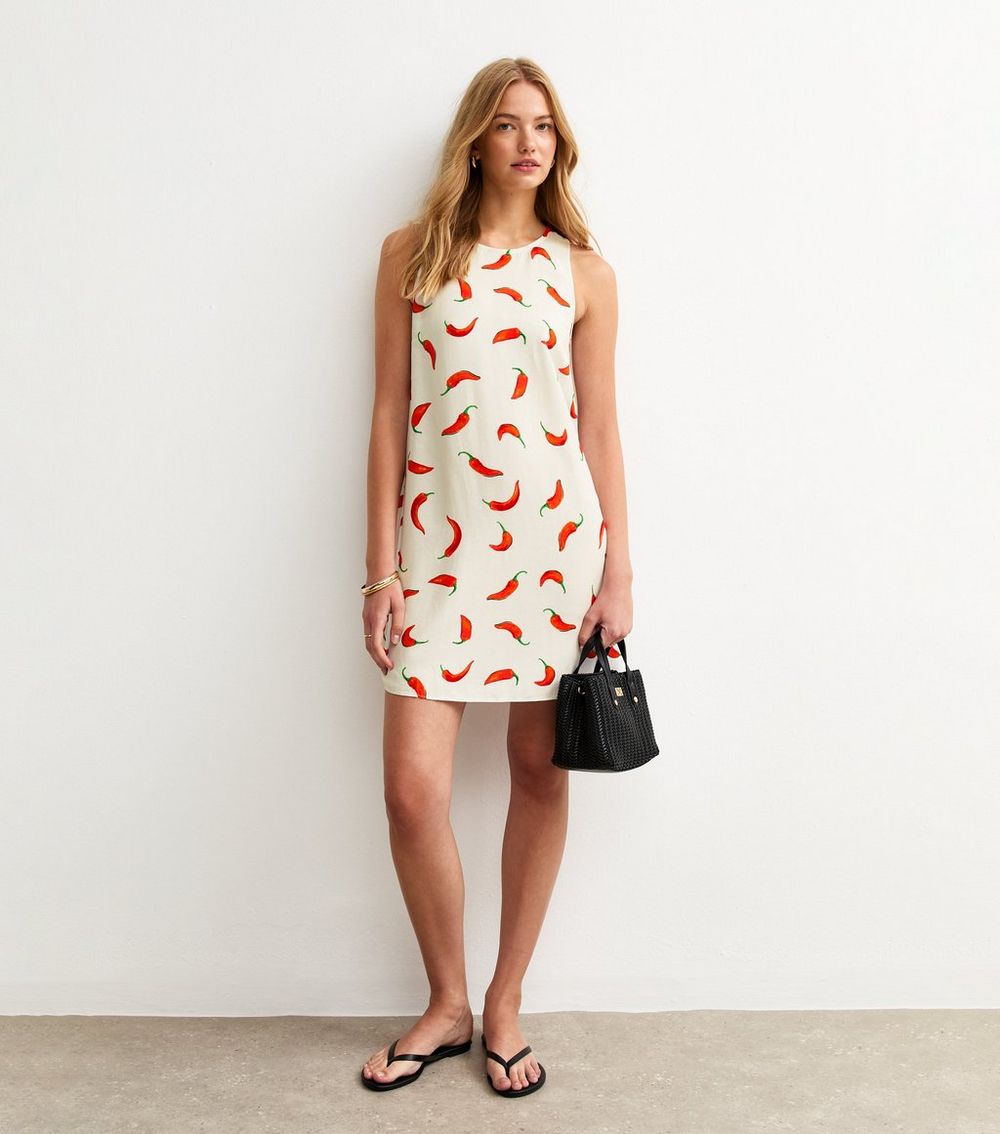 Red Chilli Print Shift Mini Dress