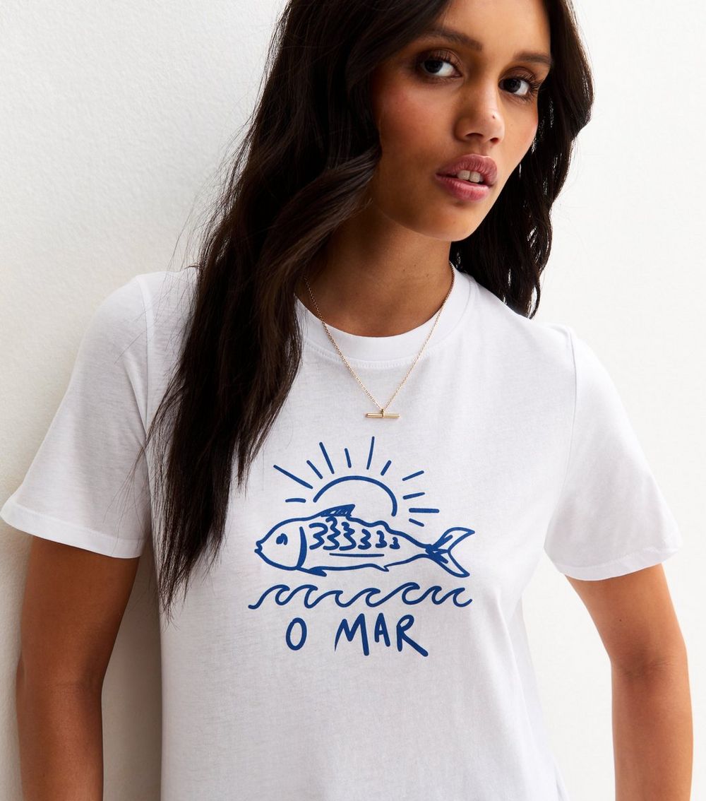 White Fish Print Tee