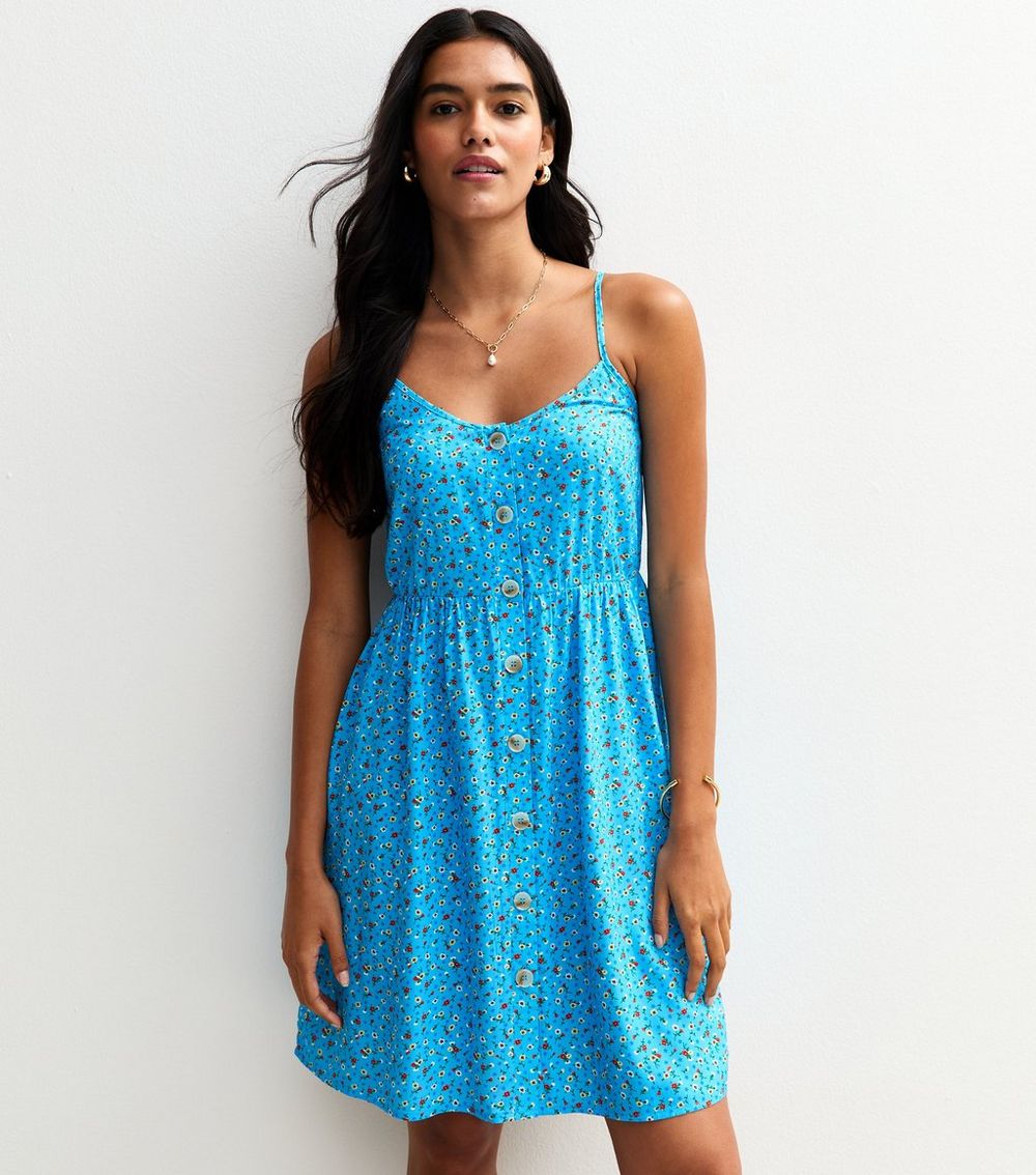 Sunshine Soul Teal Floral Print Mini Dress