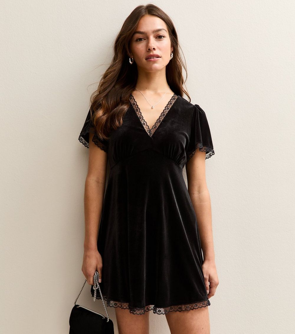 Petite Velvet Lace Tea Mini Dress