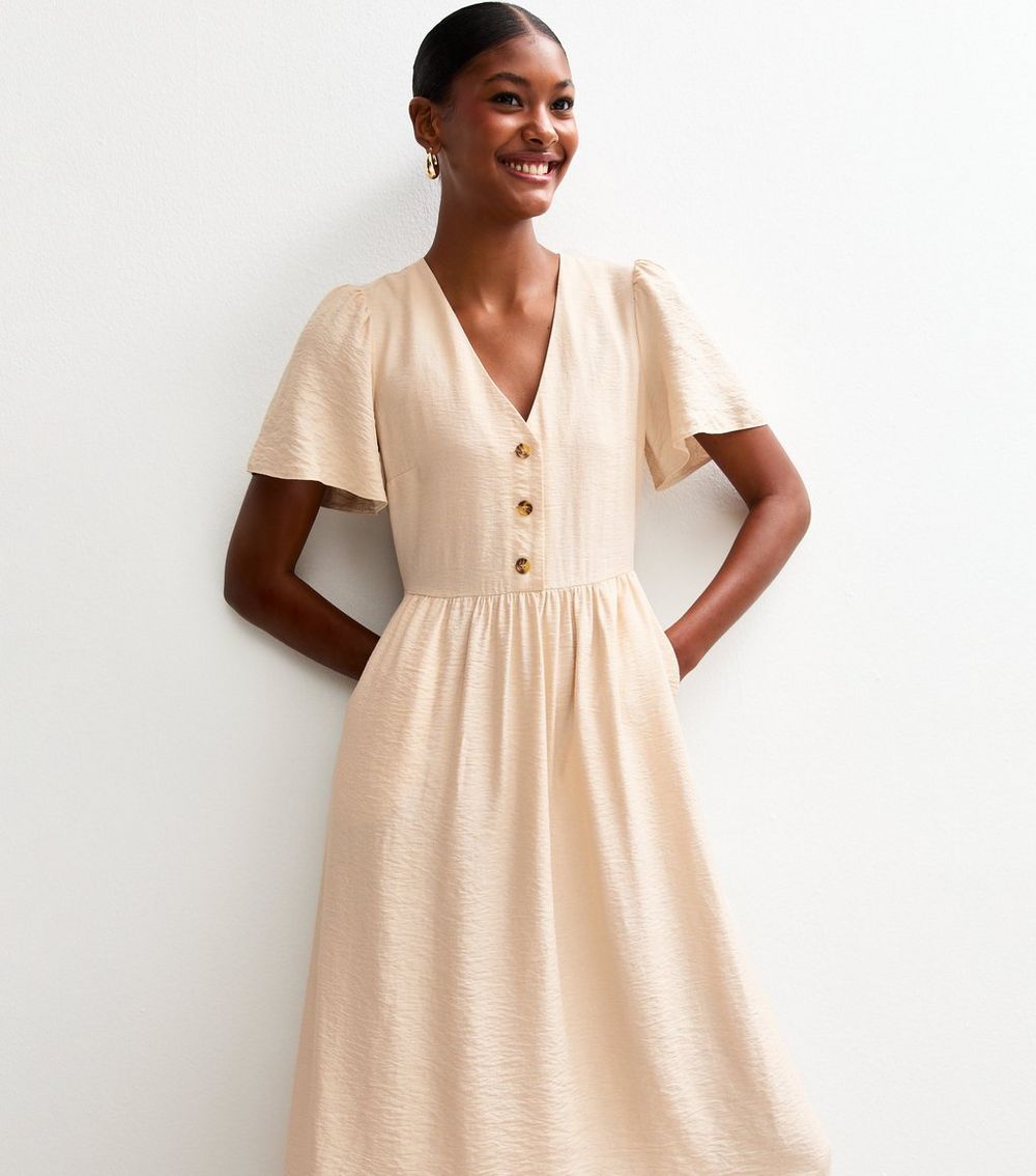 Light Yellow Flutter Sleeve V