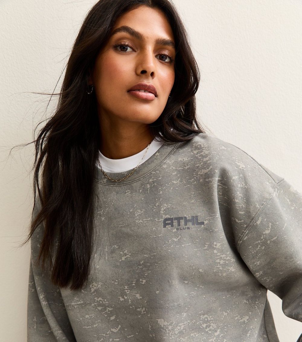 Grey Camo Print Logo Sweatshirt