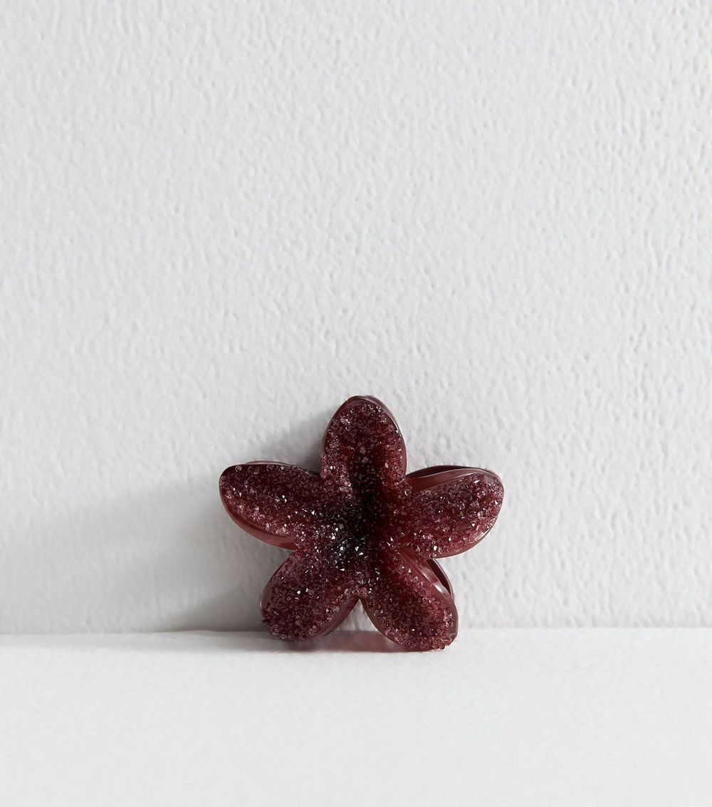 Brown Gem Embellished Tropical Flower Hair Claw Clip