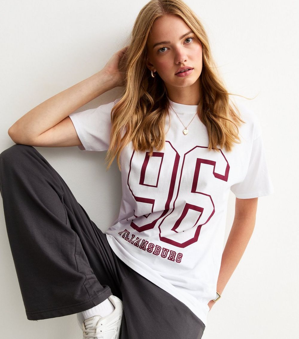 White 96 Print Oversized T