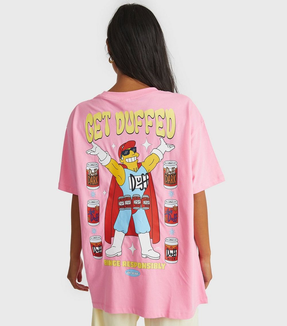 Skinnydip Pink The Simpsons Get Duffed Print T