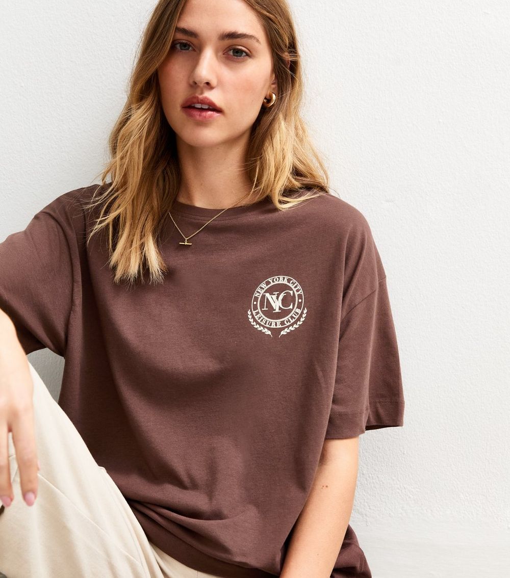 Dark Brown NYC Crest Print T