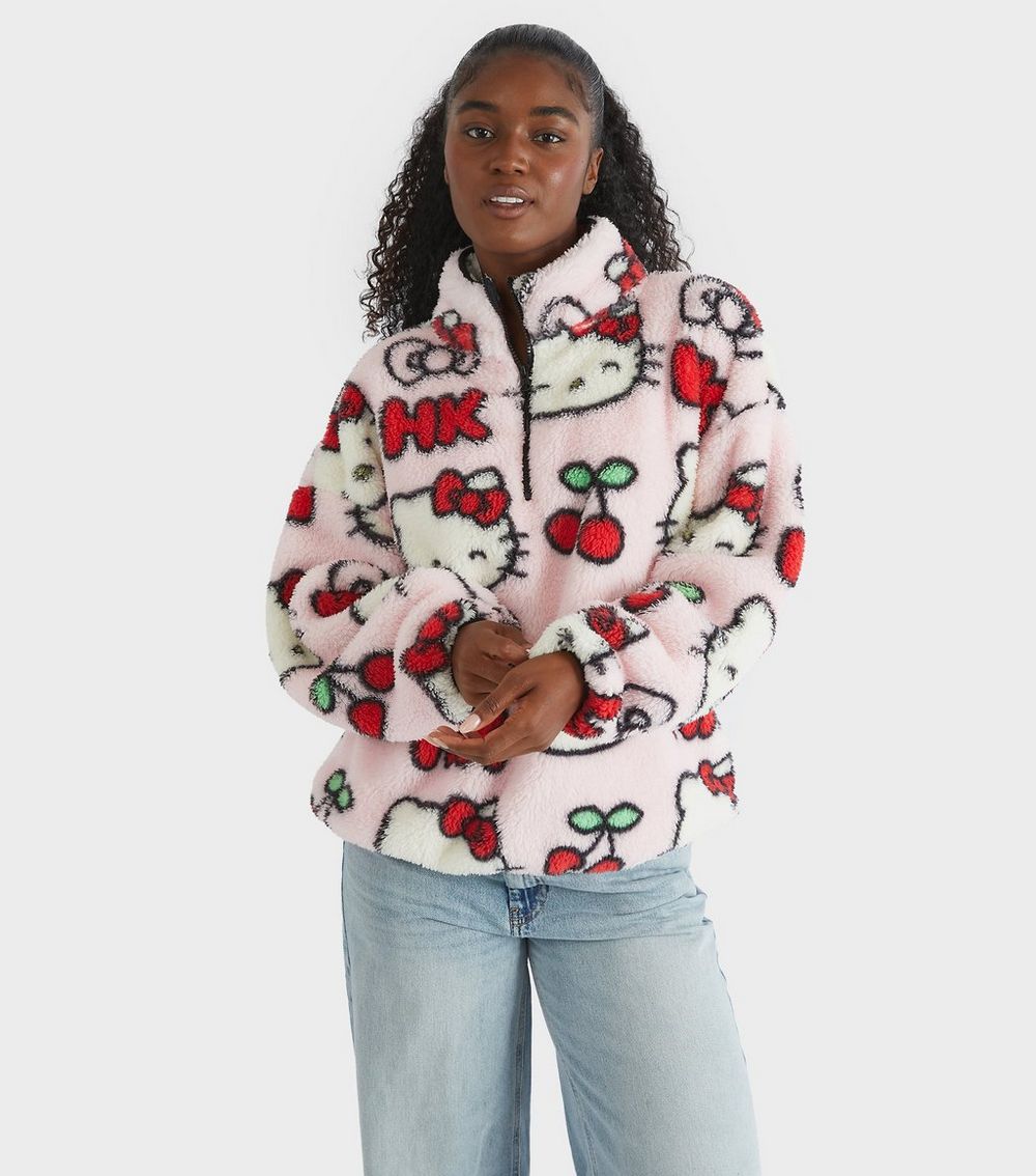 Skinnydip Pink Hello Kitty Cherry Pattern Longline Fleece
