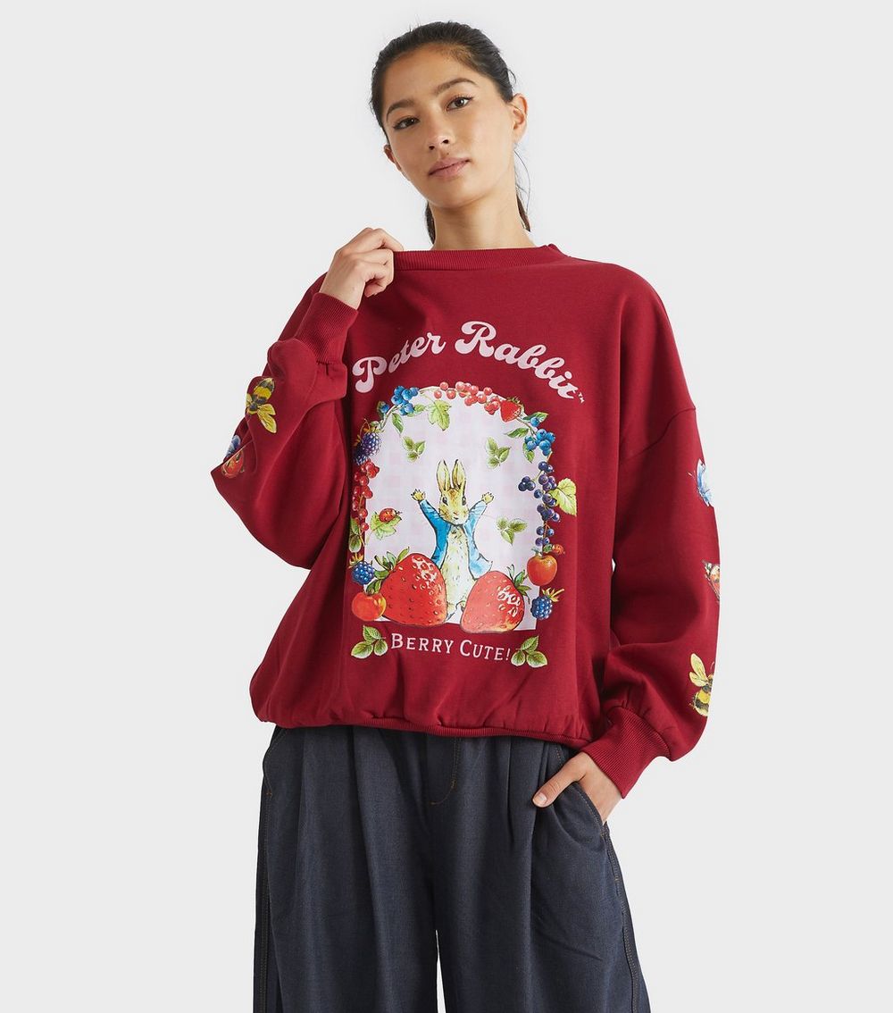 Skinnydip Red Peter Rabbit Print Sweatshirt