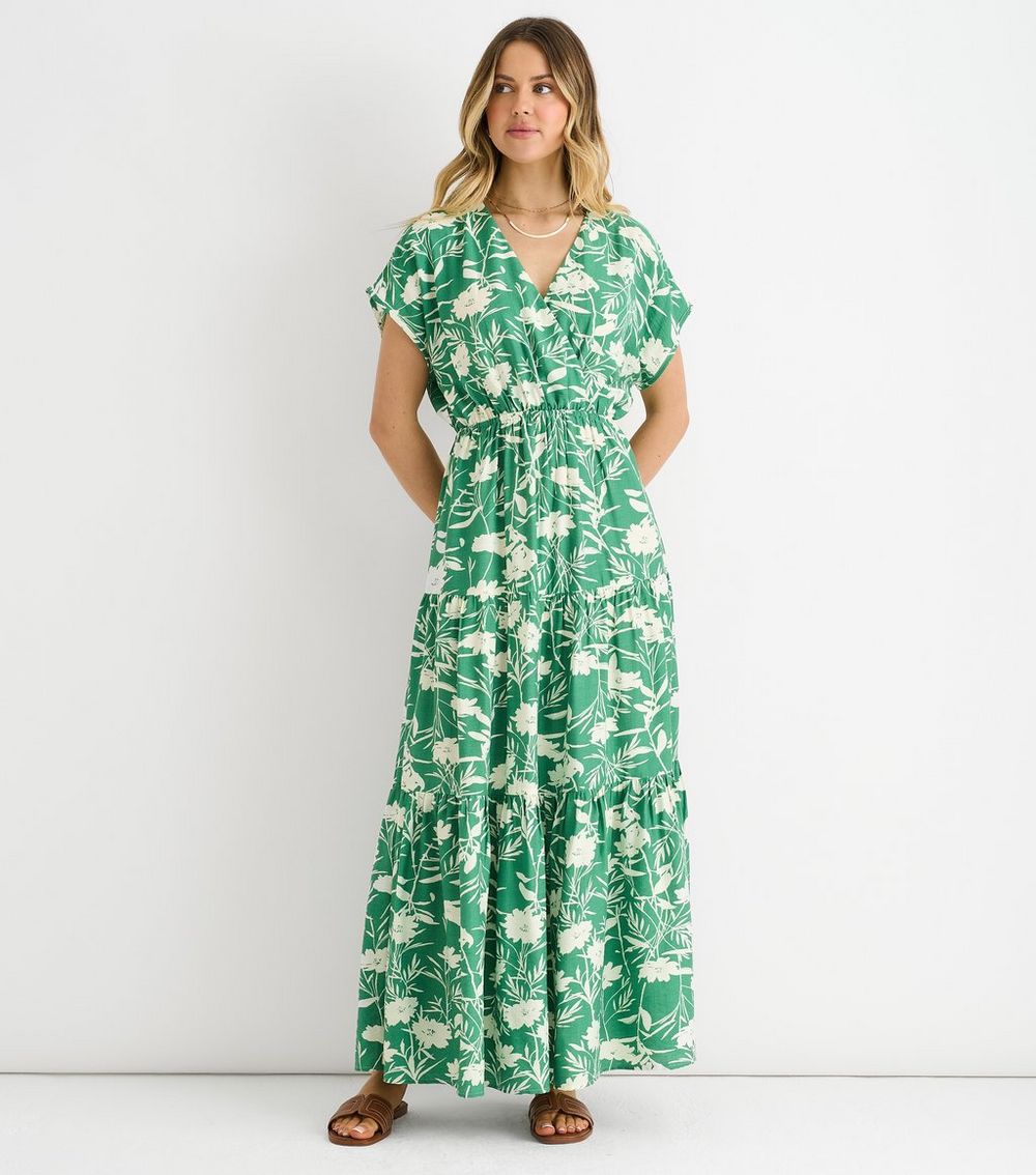 Gini London Green Floral Print Midi Dress