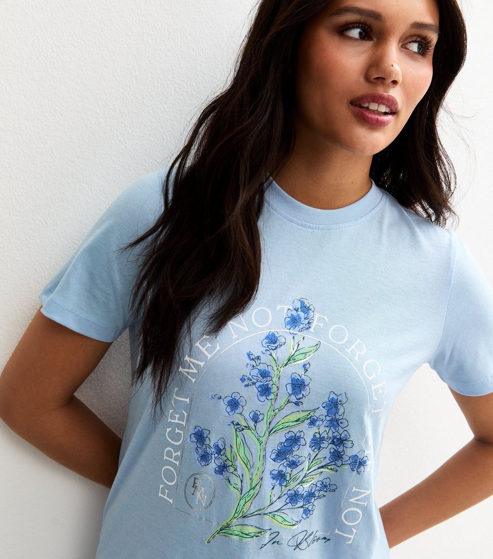 Blue Forget Me Not Flower Print T