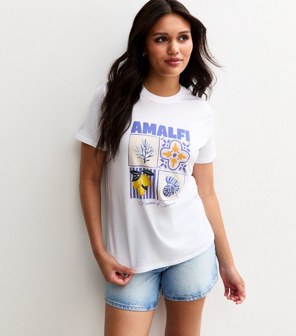 White Amalfi Box Print T