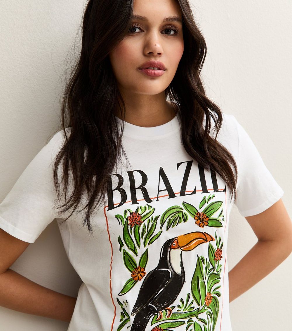 White Brazil Tucan Print T