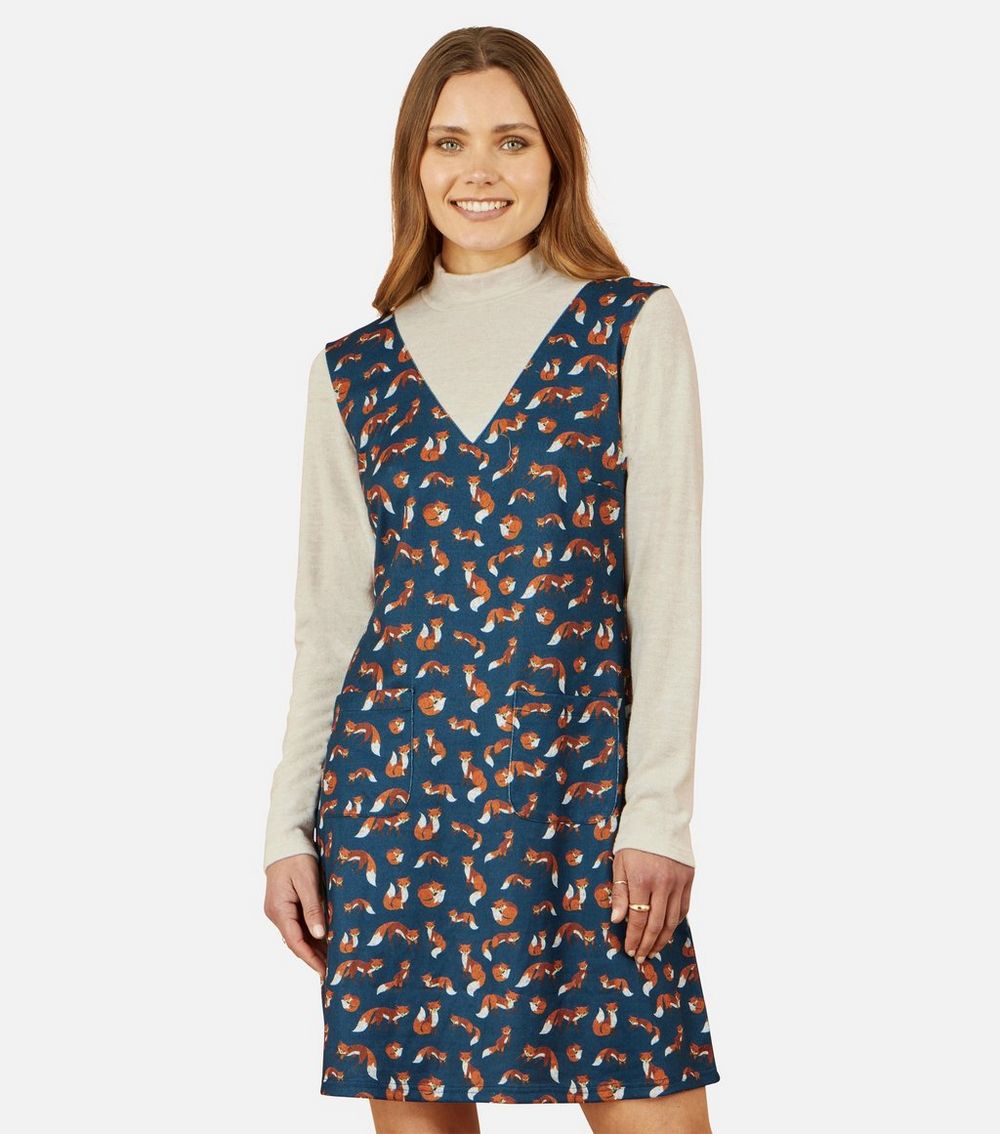 Yumi Blue Fox Print Dress