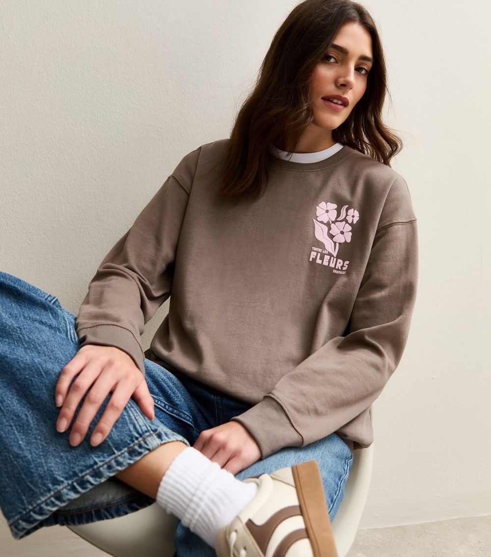 Mink Fleurs Flower Print Sweatshirt