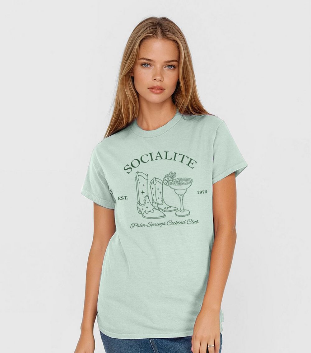 Brands In Green Socialite Print T