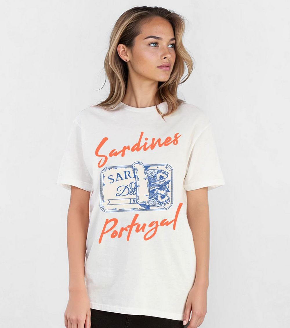 Brands In White Sardines Print T