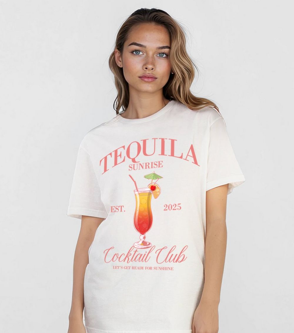 Brands In White Tequila Sunrise Print T