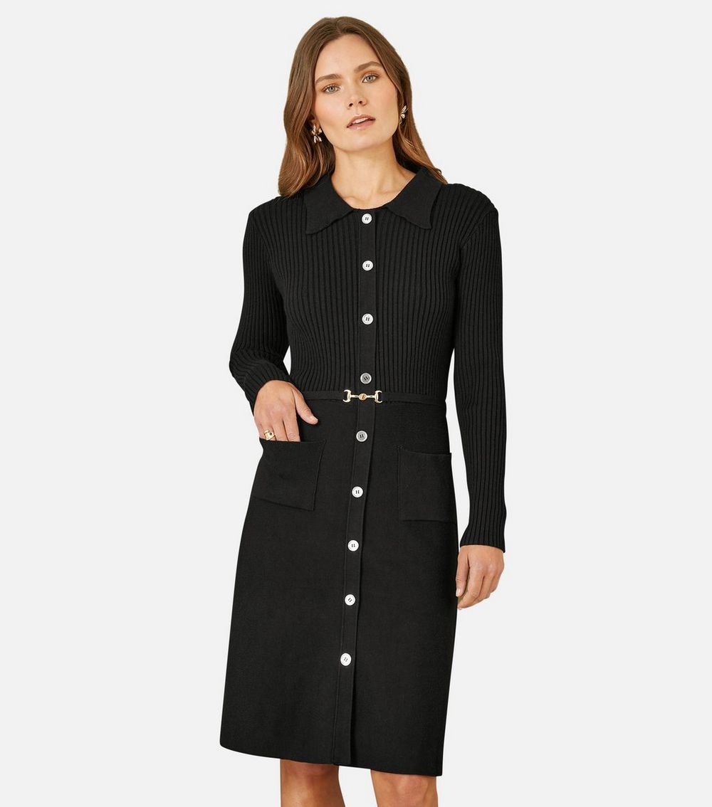 Yumi Black Collar Button Through Dress