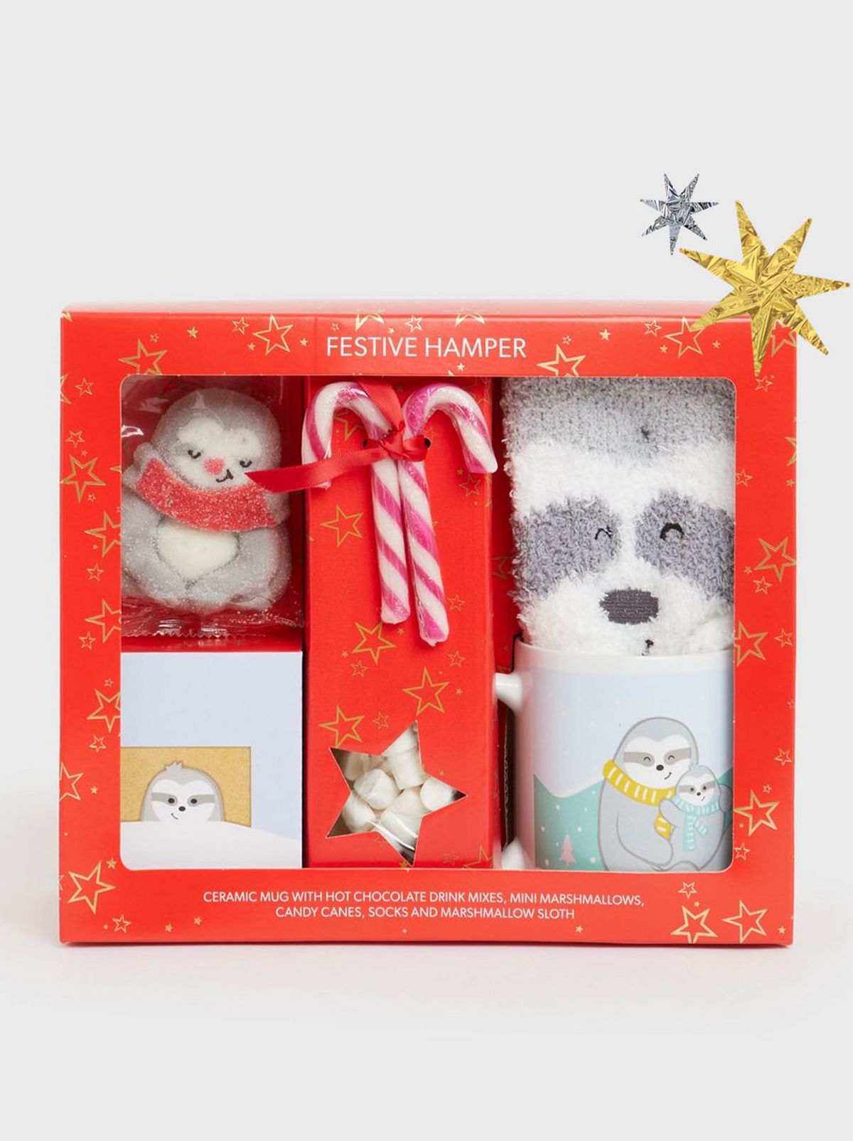 Red sloth Christmas festive hamper