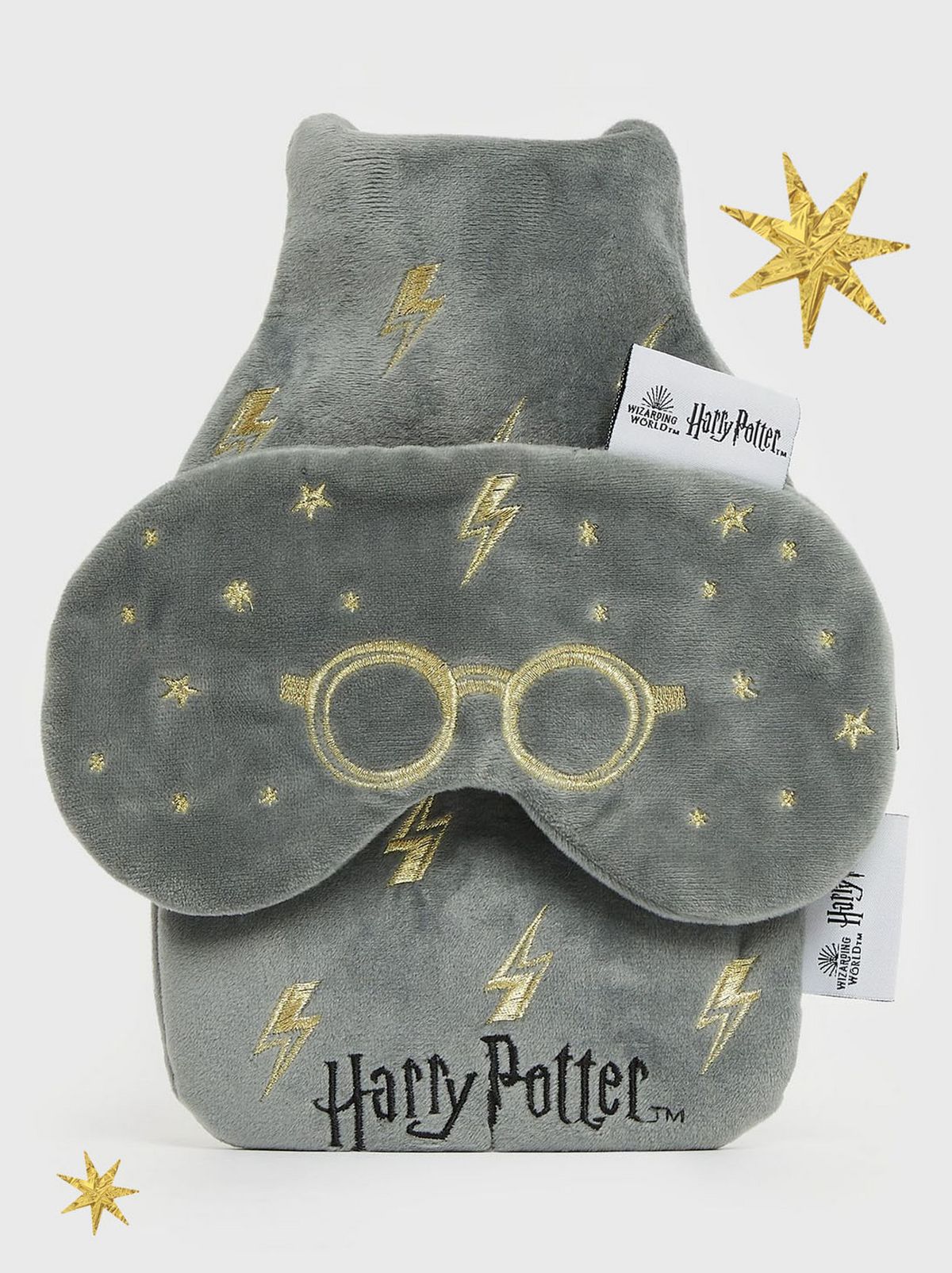 Grey harry potter hot water bottle and eye mask