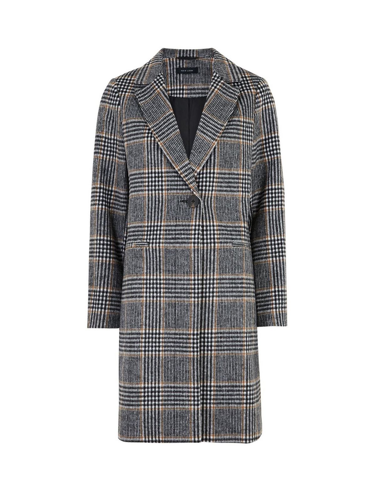 Black Check Woven Long Coat