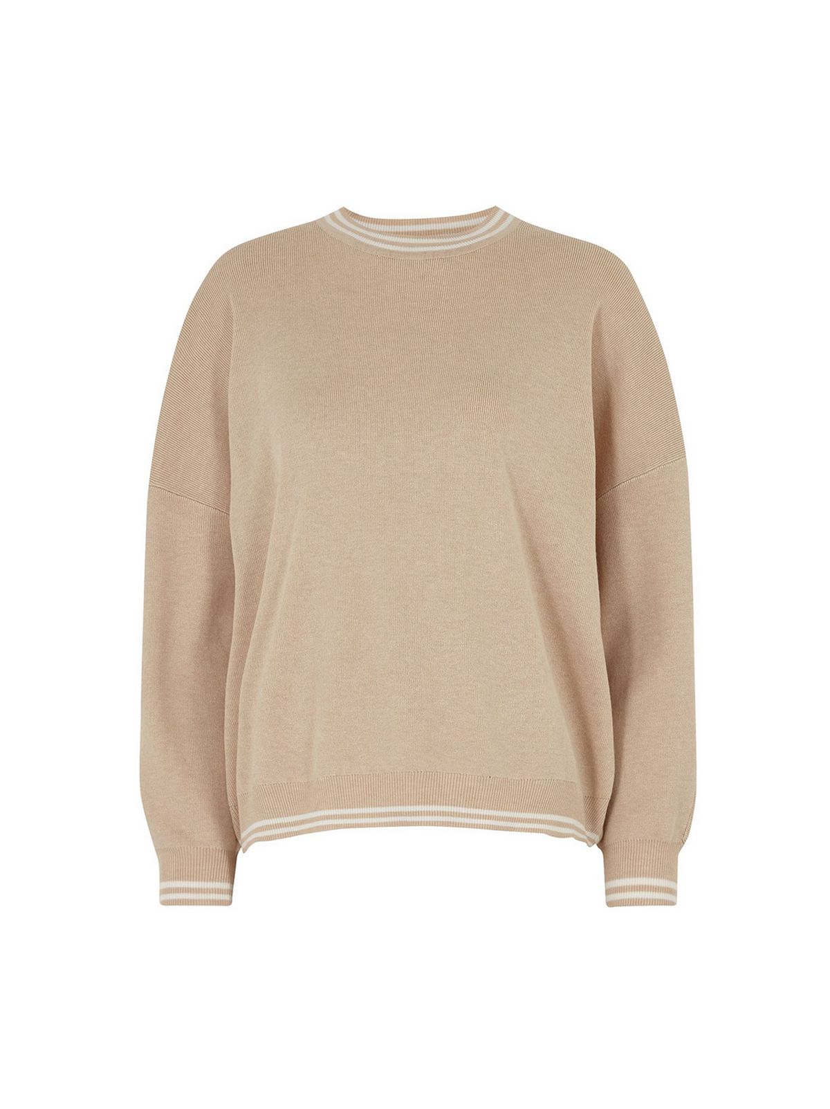 Stone Stripe Trim Fine Knit Jumper