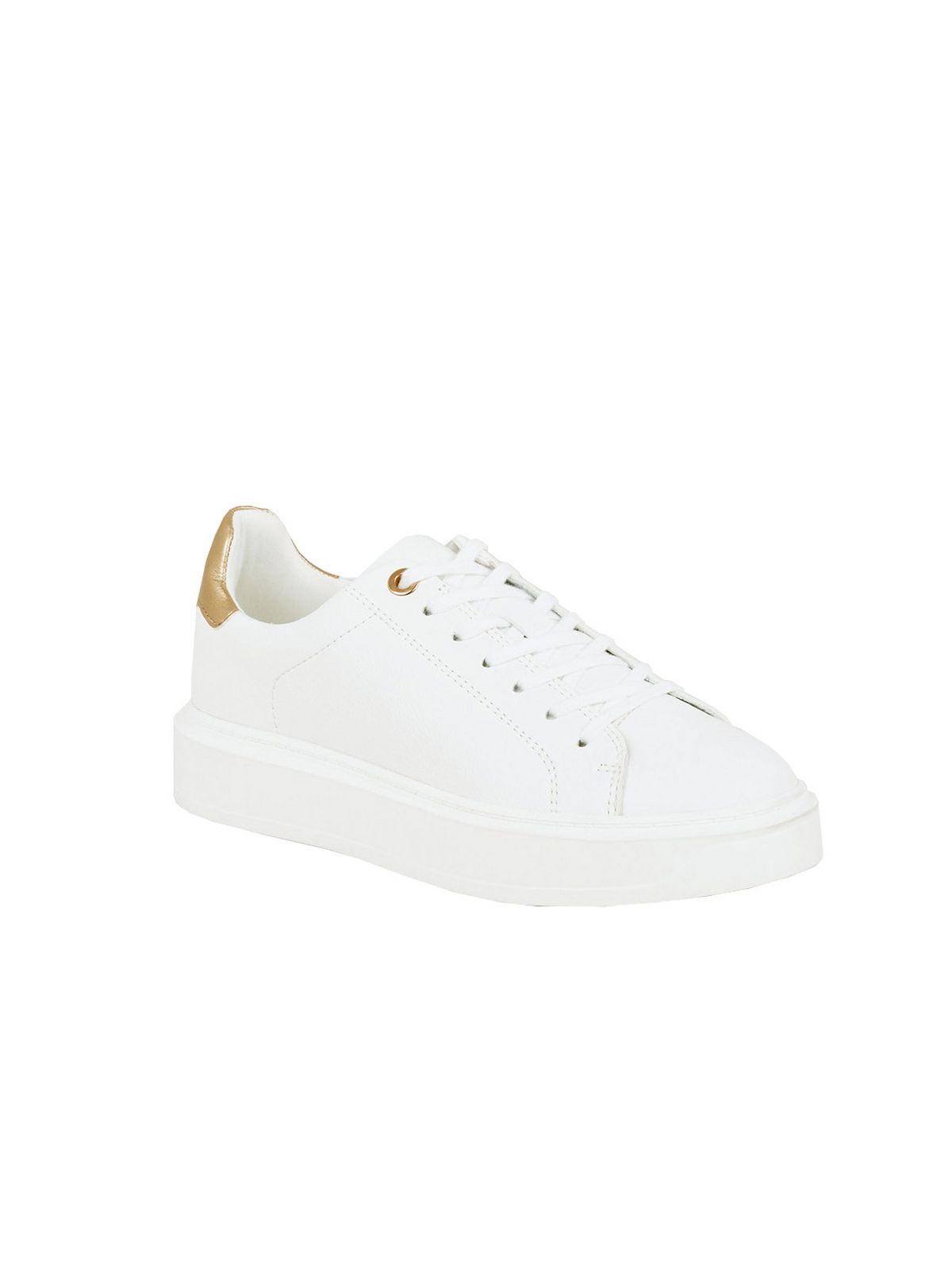 White Leather-Look Metallic Panel Chunky Trainers