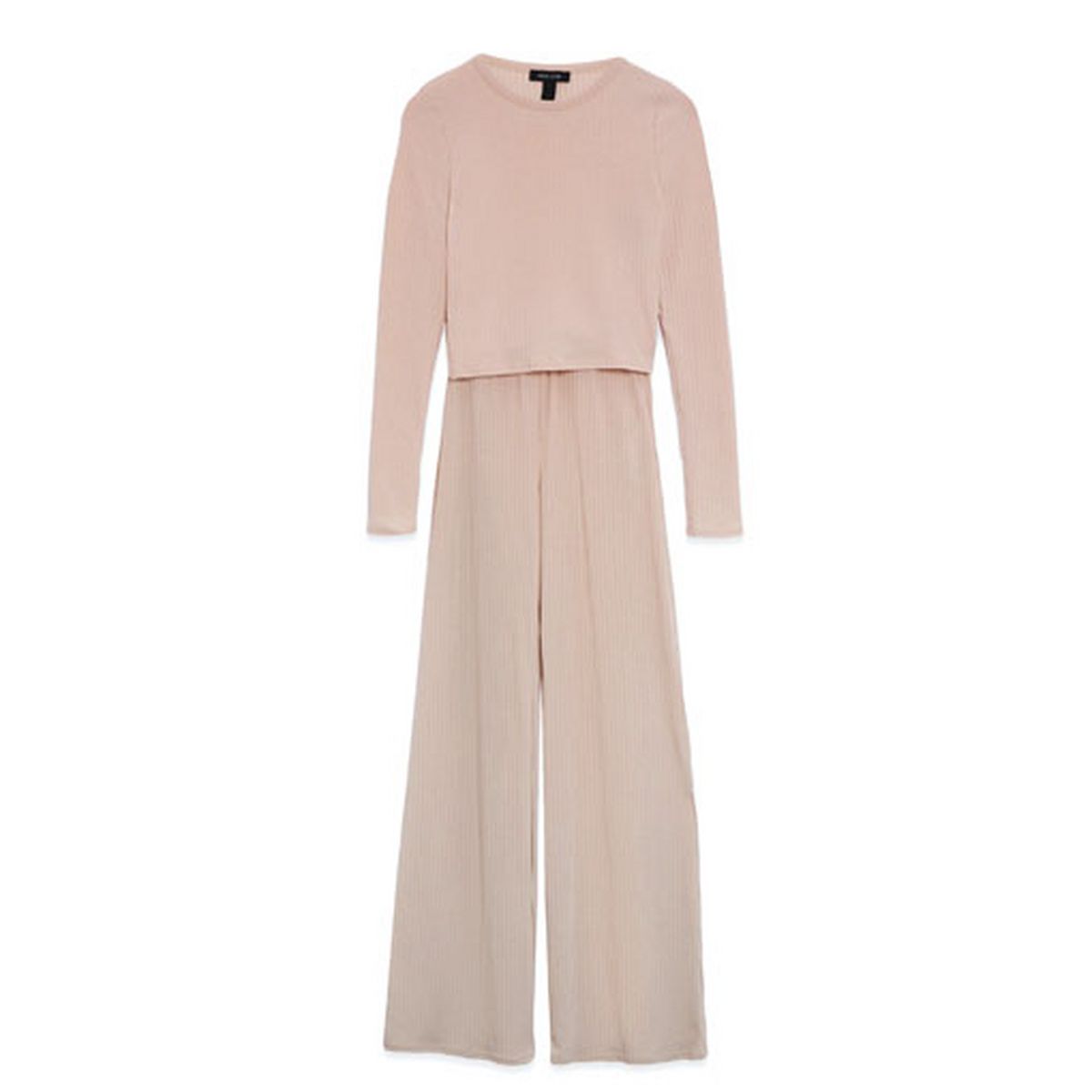 Mink Crop Top and Wide Leg Trouser Set