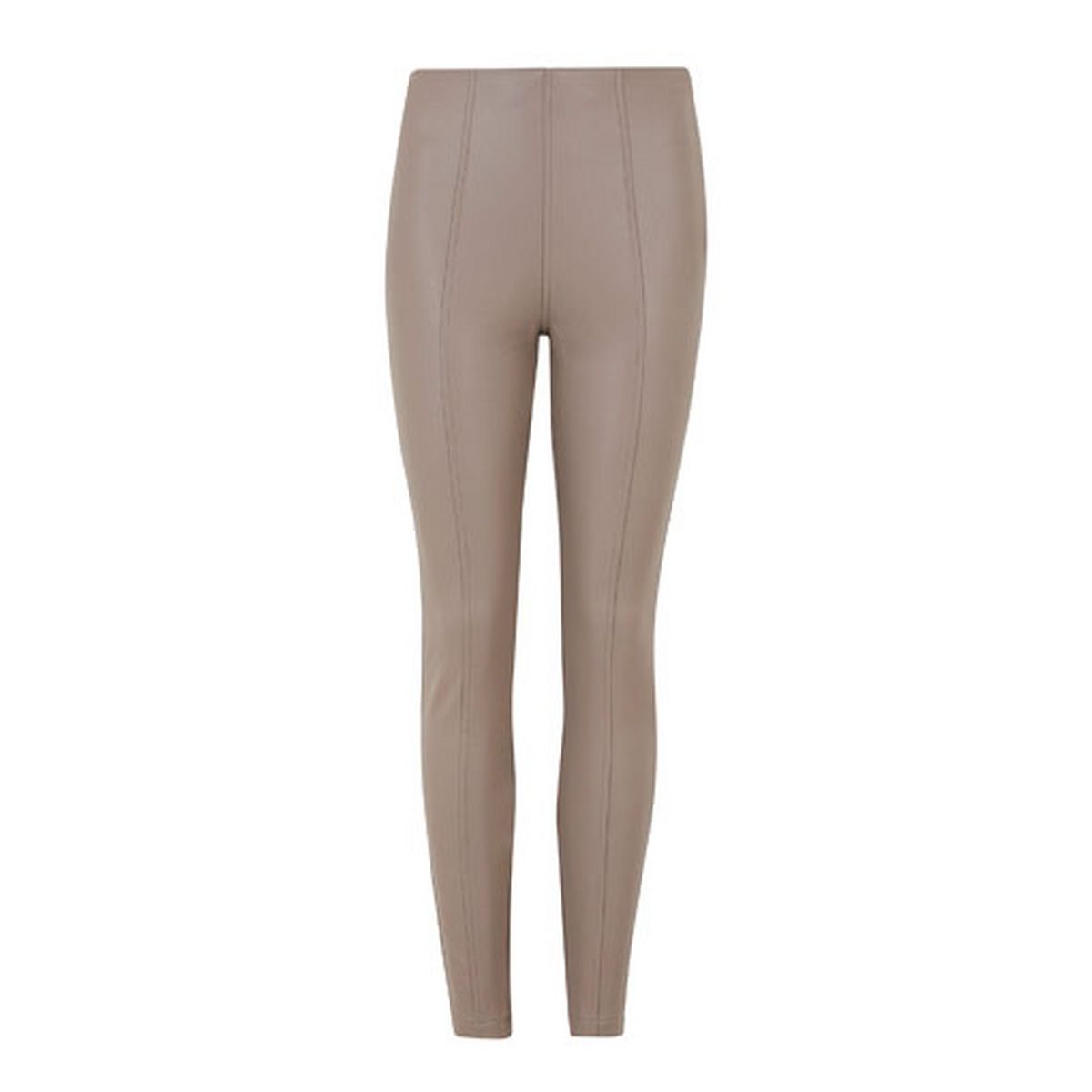 Mink Seamed Leather-Look Leggings