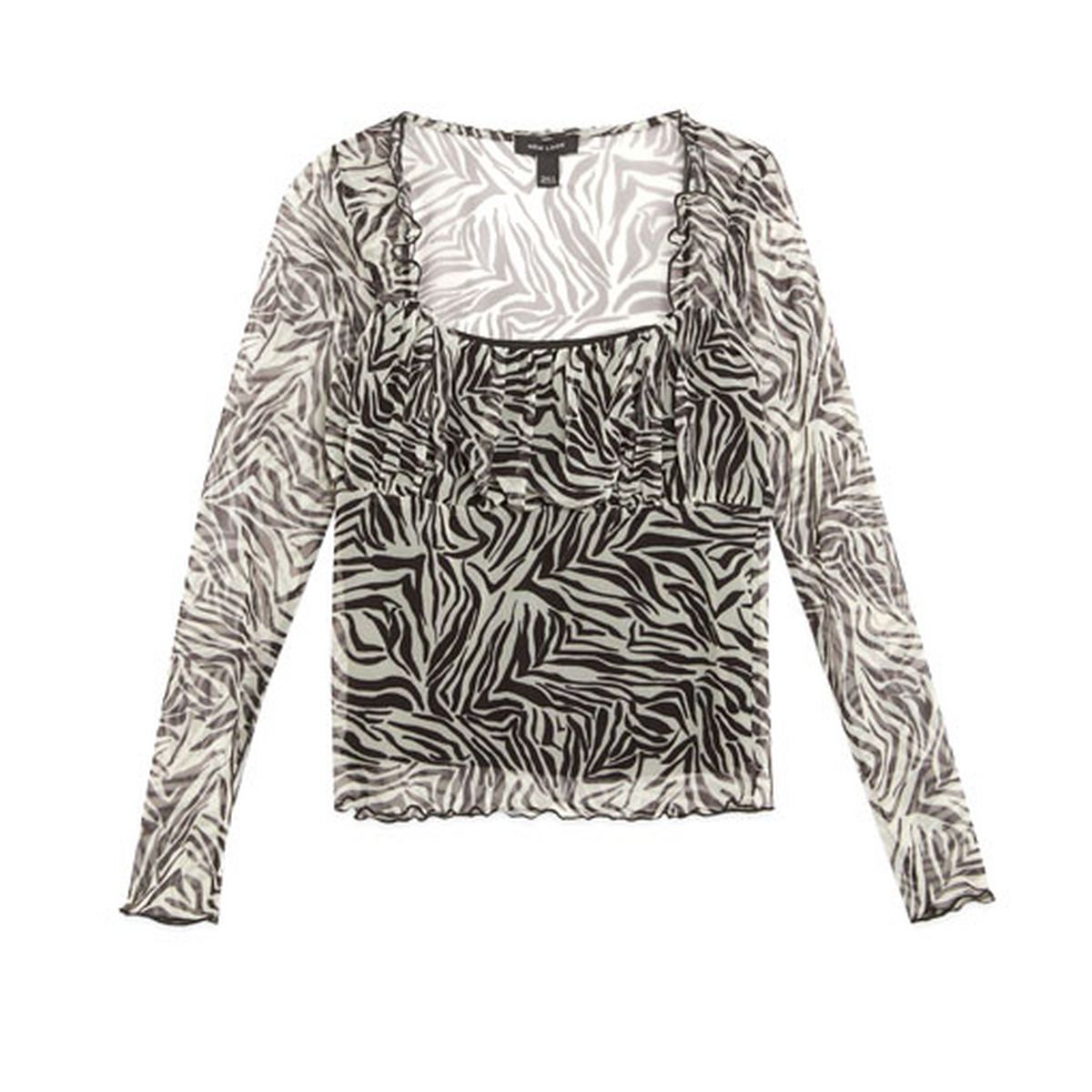 White Mesh Zebra Print Milkmaid Top