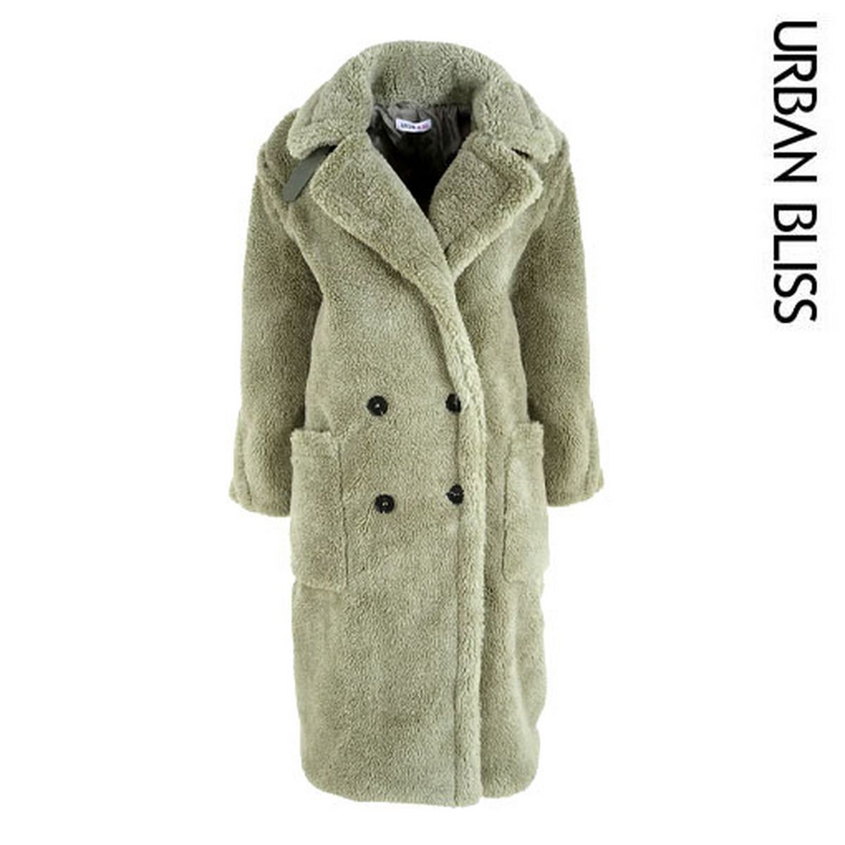 Urban Bliss Light Green Teddy Long Coat