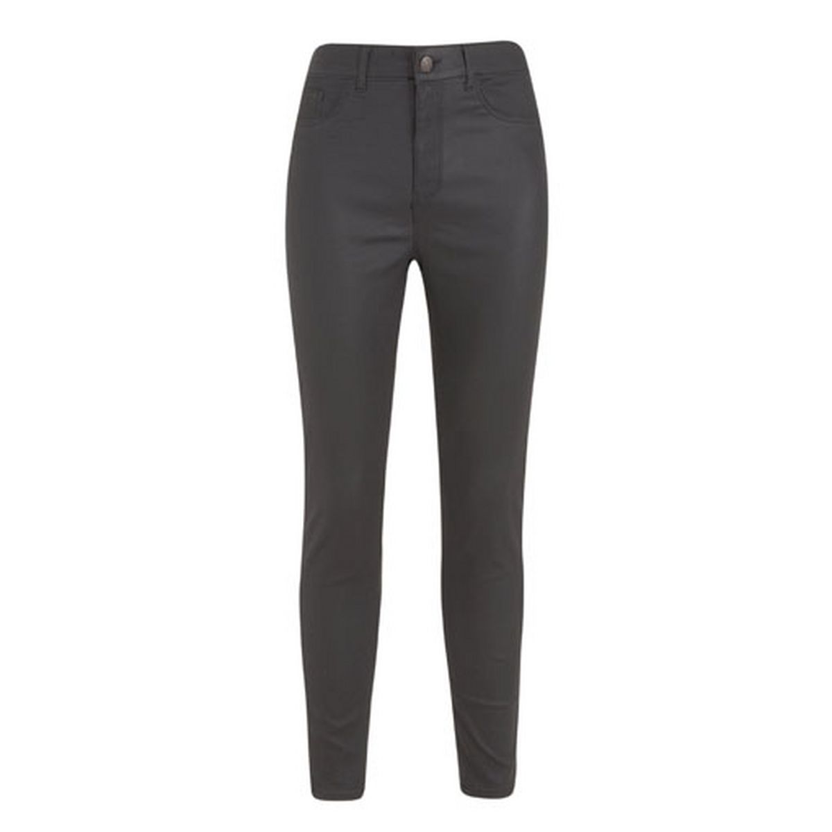 Black Leather-Look Hallie Super Skinny Jeans