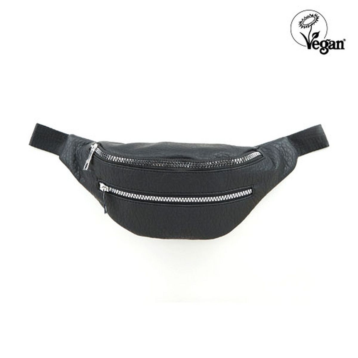 Black Double Zip Bum Bag