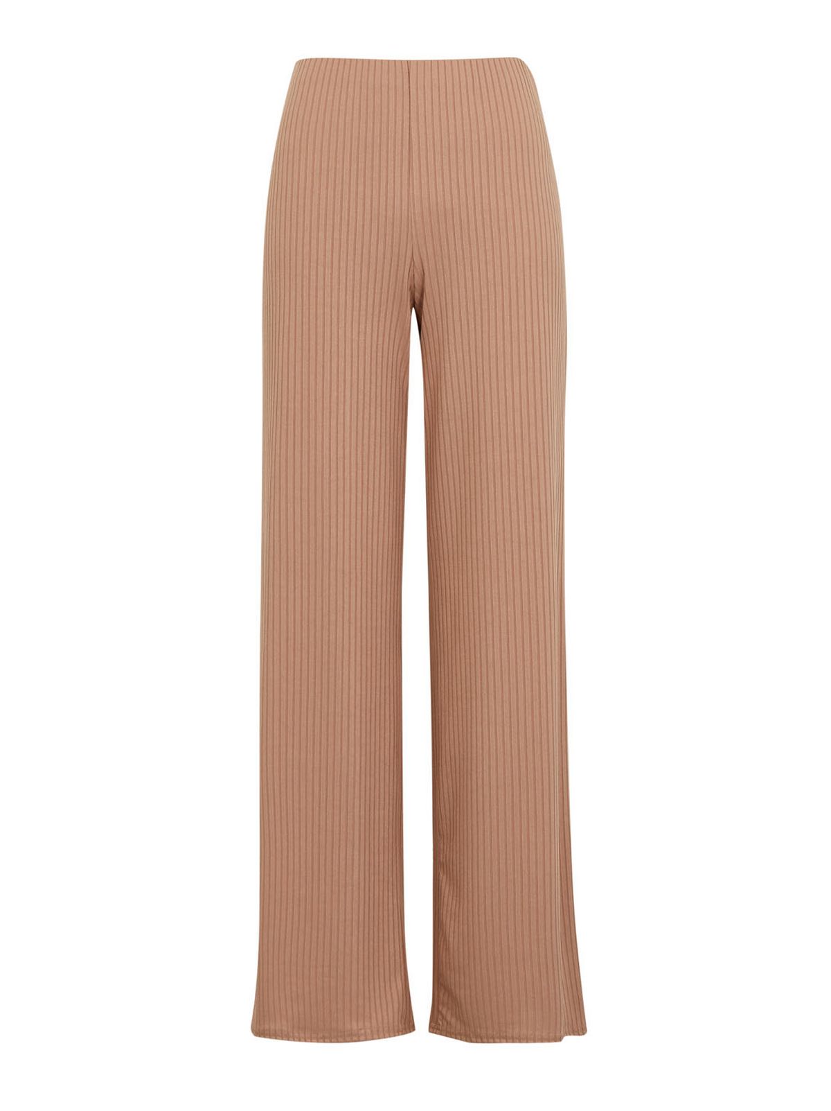 camel ribbed wide leg trousers